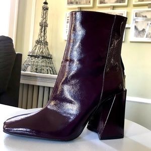 Zara Trafaluc patent finished block heel boots